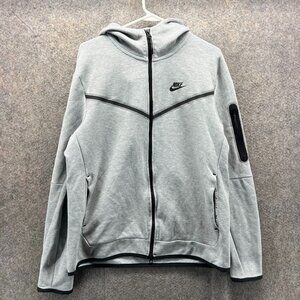 Nike Tech Fleece Hoodie Mens Large Gray Full Zip Sweatshirt Zip Pocket Jacket